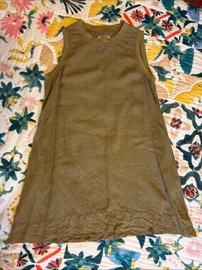 Flax Olive Tank Linen Shift Dress
